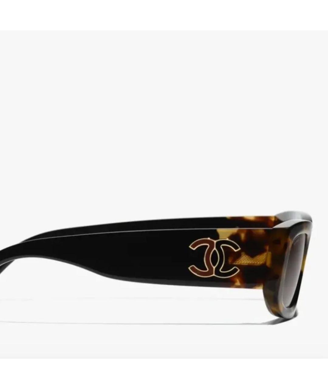 CHANEL Коричневые пластиковые солнцезащитные очки, фото 4