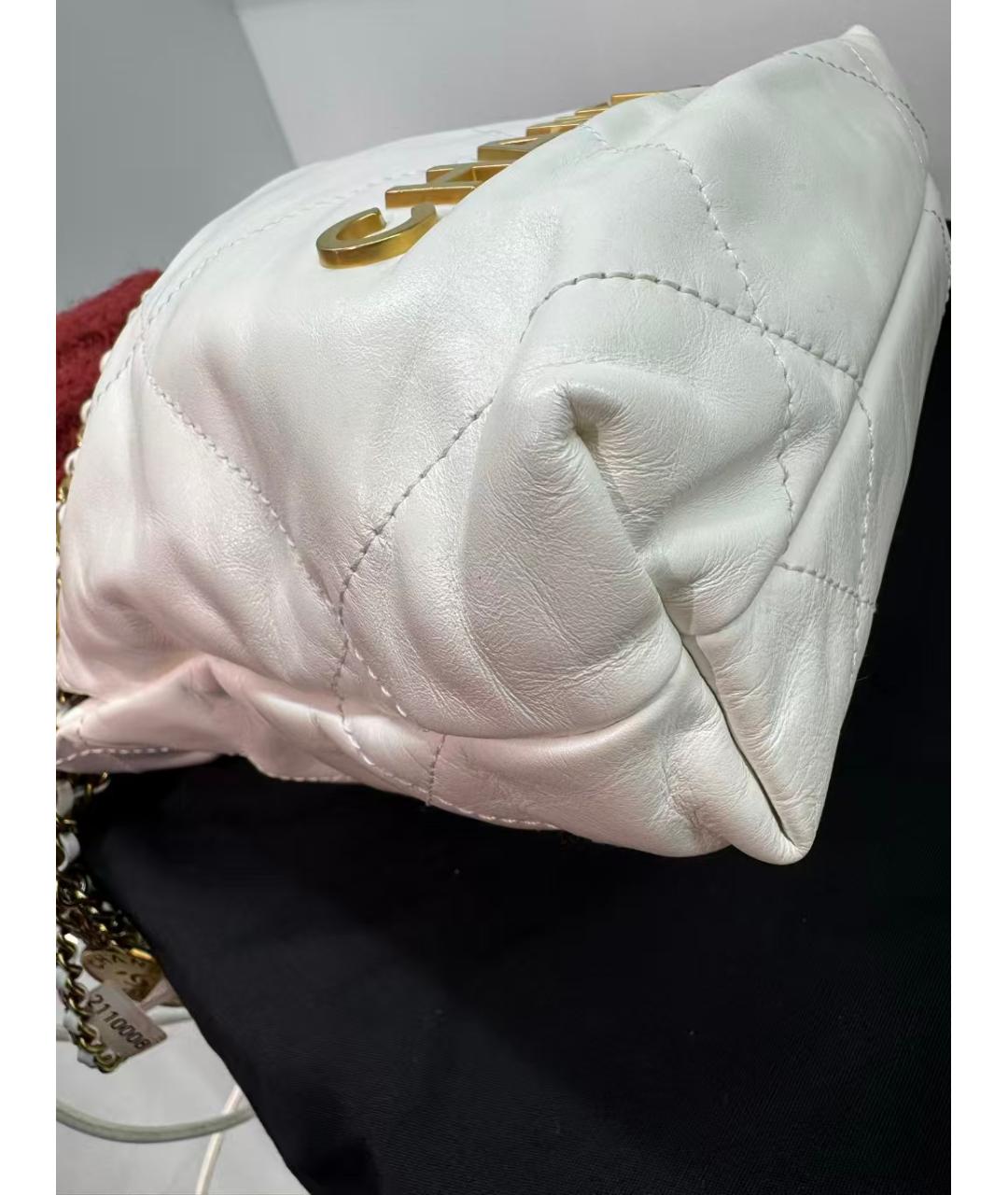 CHANEL Белая кожаная сумка через плечо, фото 4