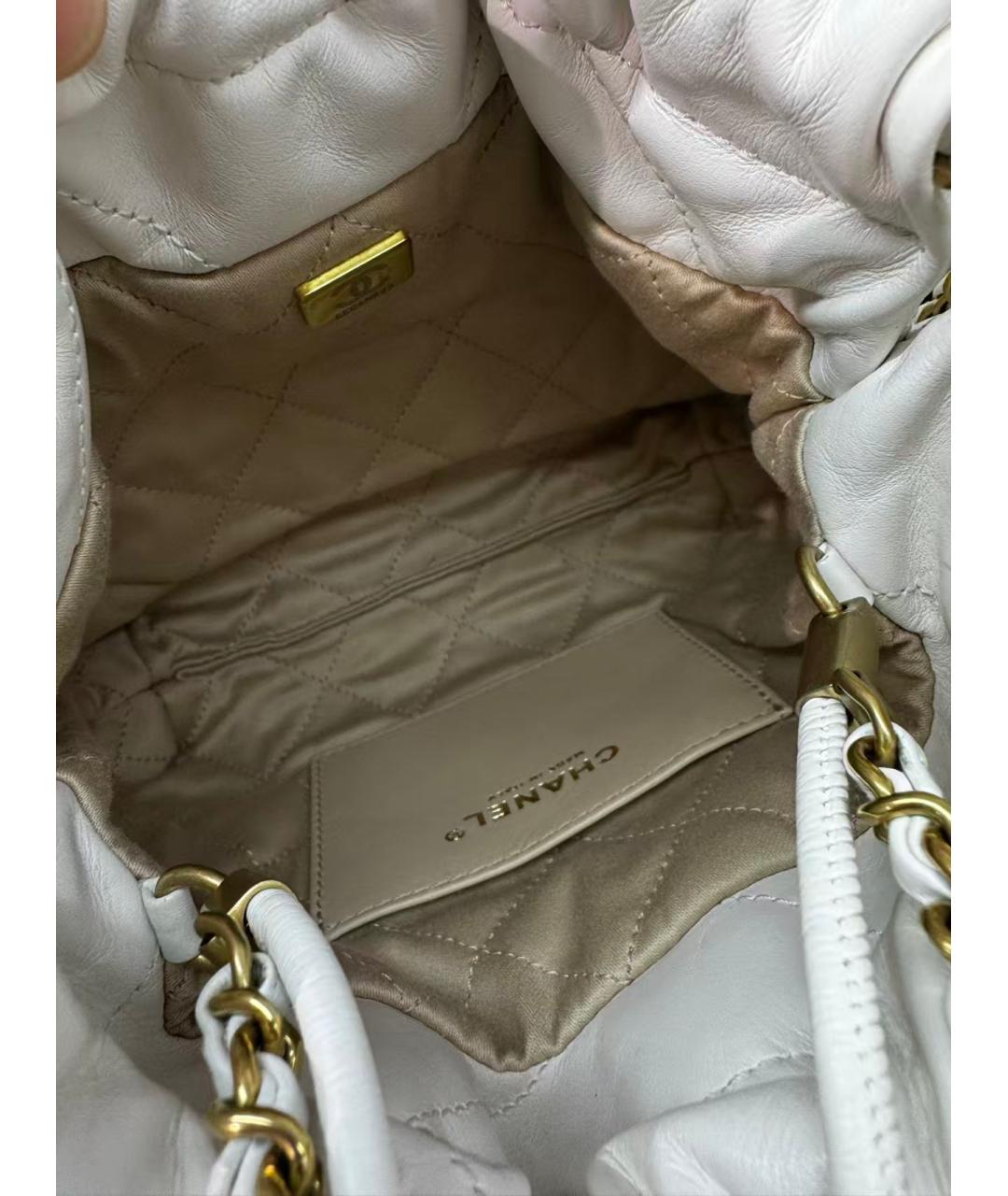 CHANEL Белая кожаная сумка через плечо, фото 5