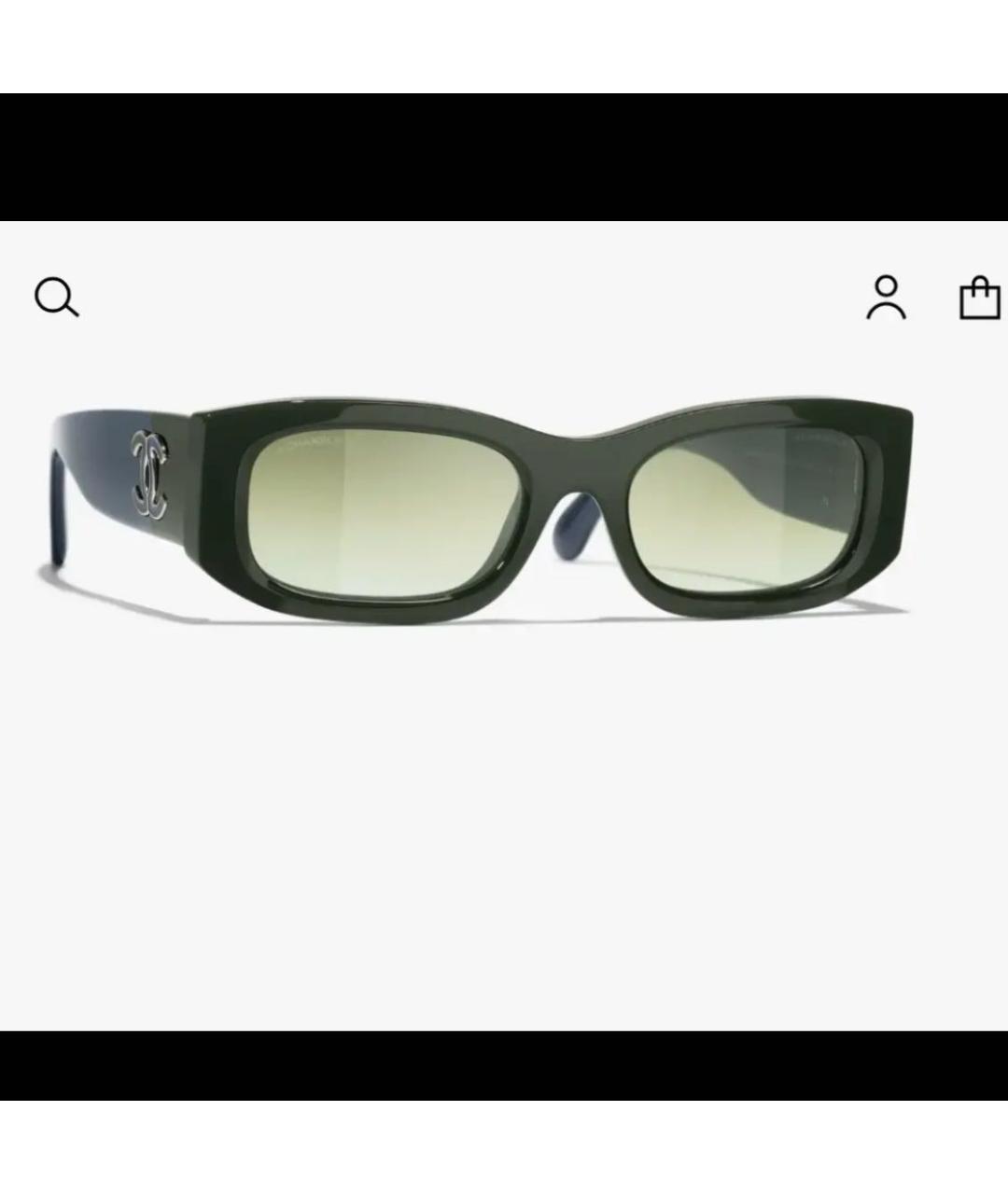 CHANEL Зеленые пластиковые солнцезащитные очки, фото 4