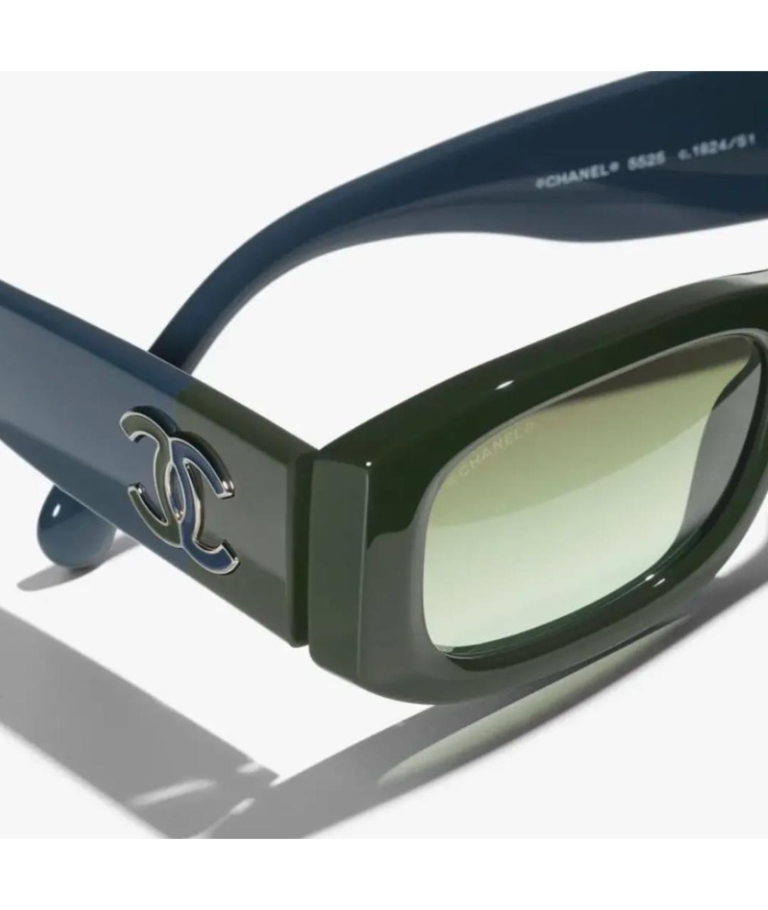 CHANEL Зеленые пластиковые солнцезащитные очки, фото 2