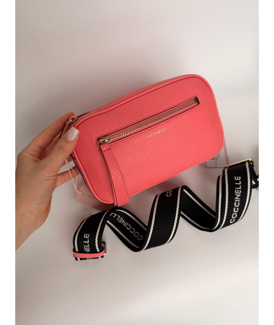 COCCINELLE Коралловая кожаная сумка через плечо, фото 2