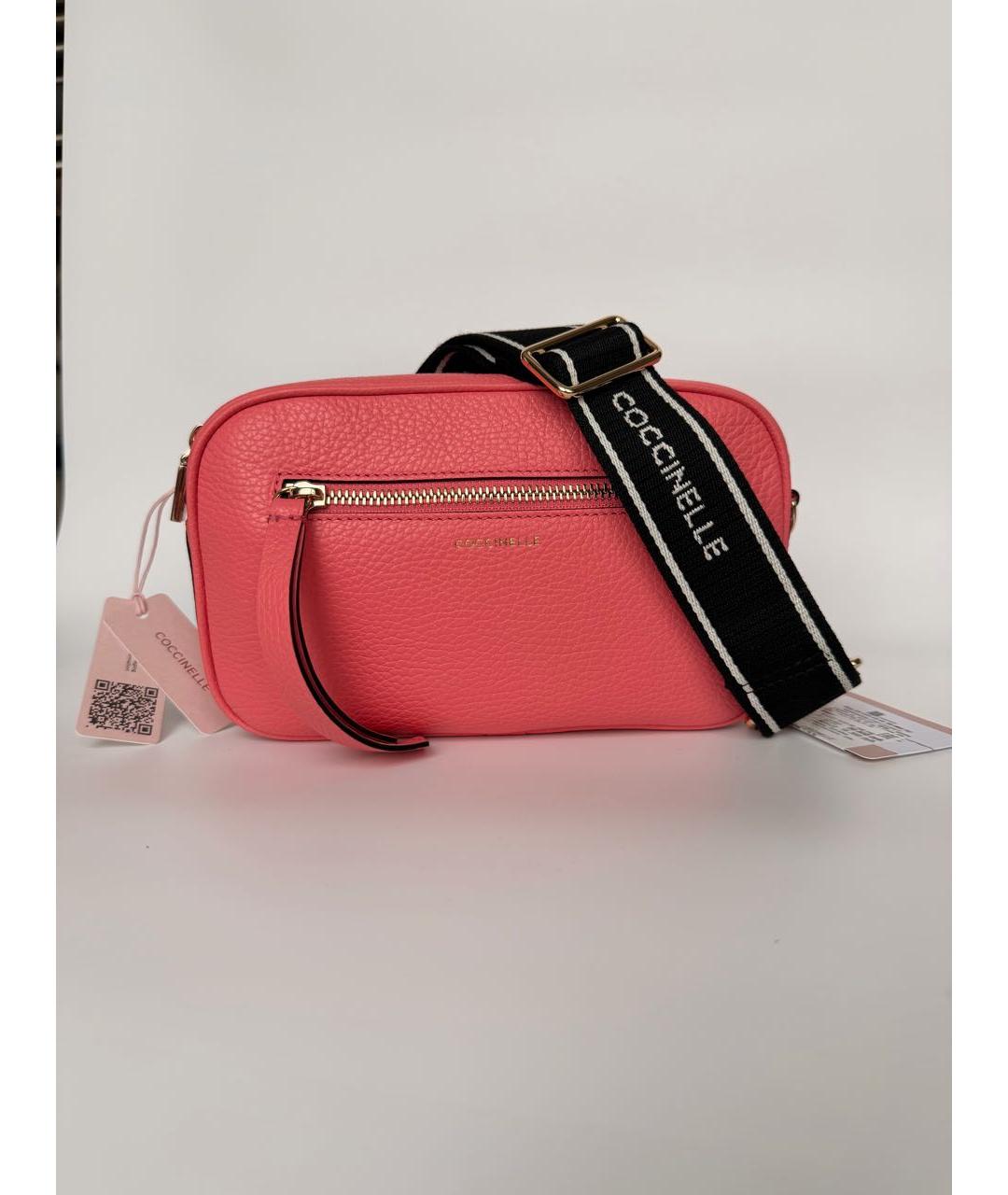 COCCINELLE Коралловая кожаная сумка через плечо, фото 6