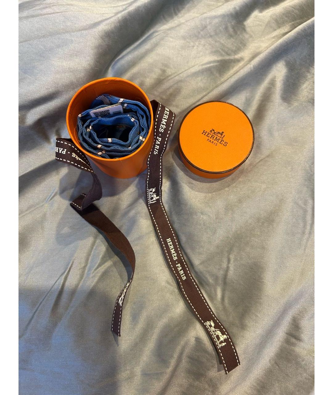 HERMES Синий шелковый платок, фото 4