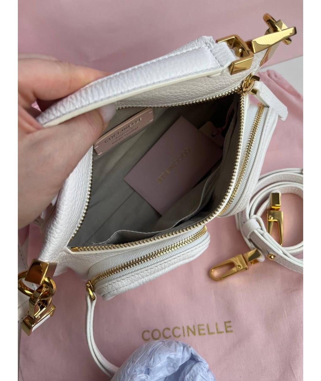 COCCINELLE Белая кожаная сумка через плечо, фото 3