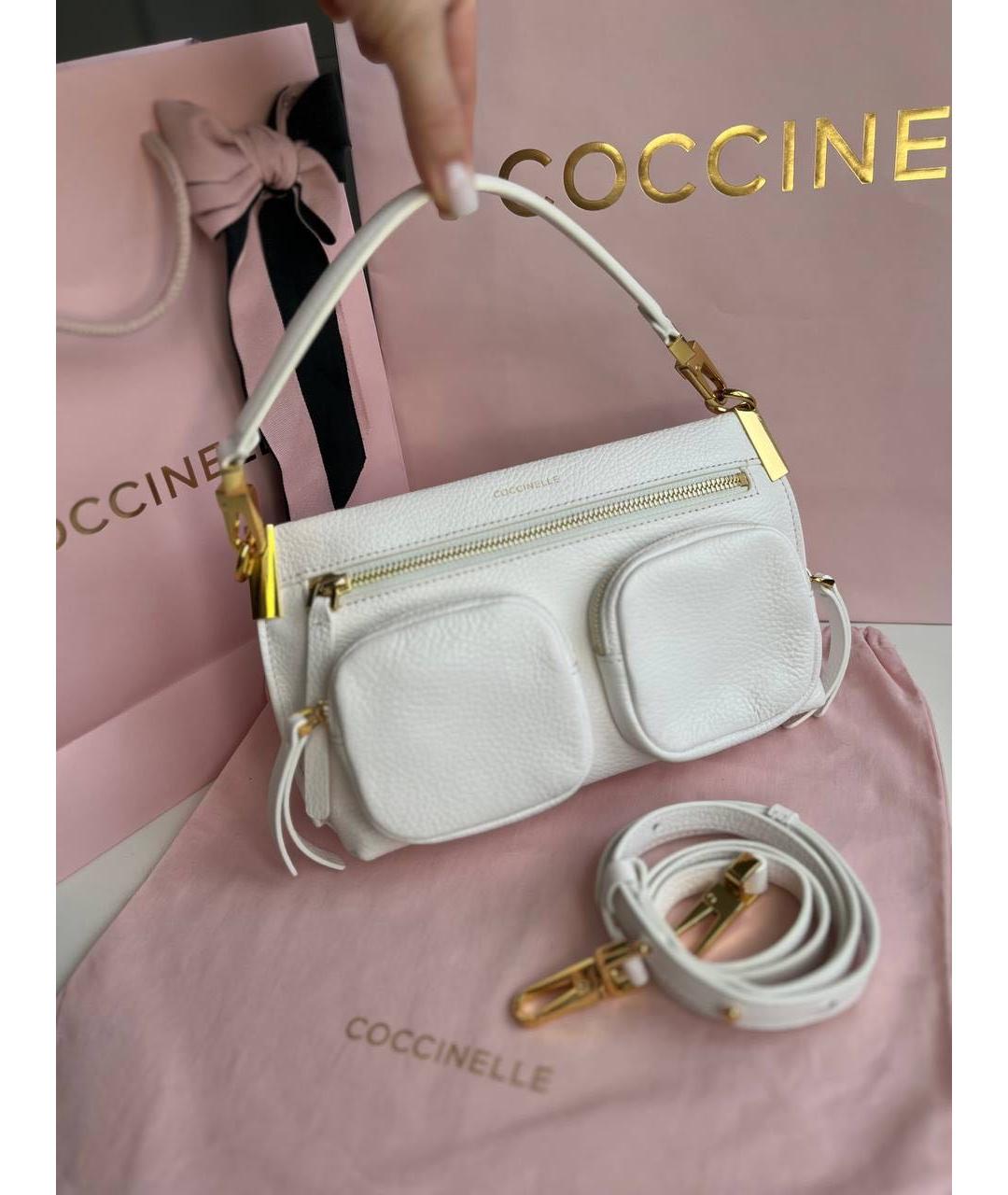 COCCINELLE Белая кожаная сумка через плечо, фото 4