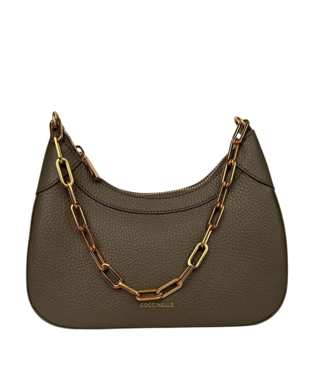 COCCINELLE Хаки кожаная сумка через плечо, фото 1