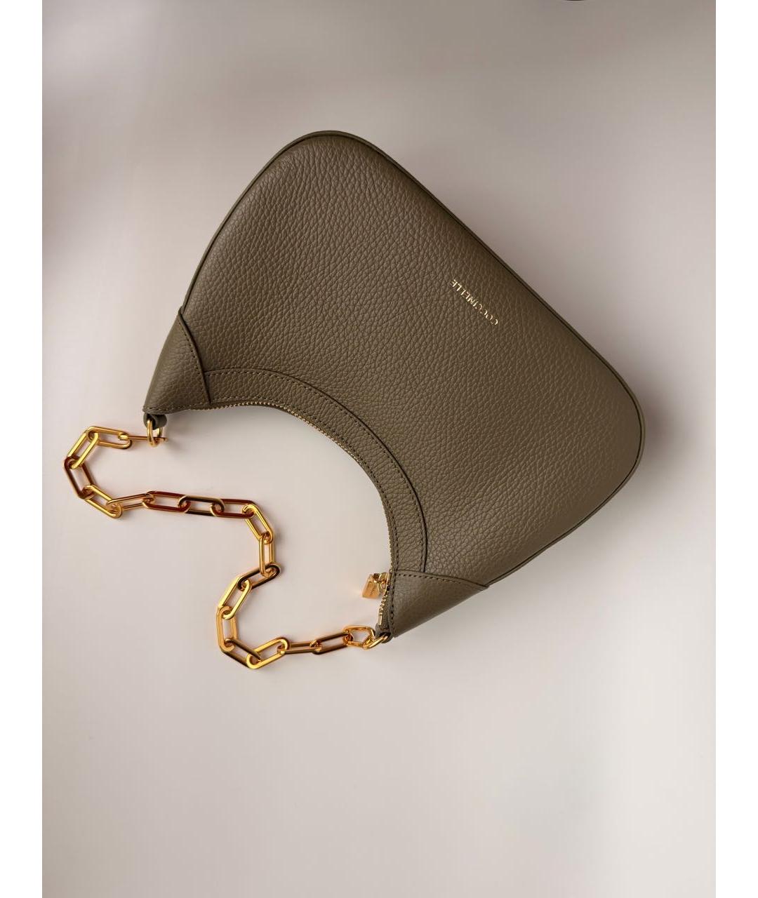 COCCINELLE Хаки кожаная сумка через плечо, фото 2