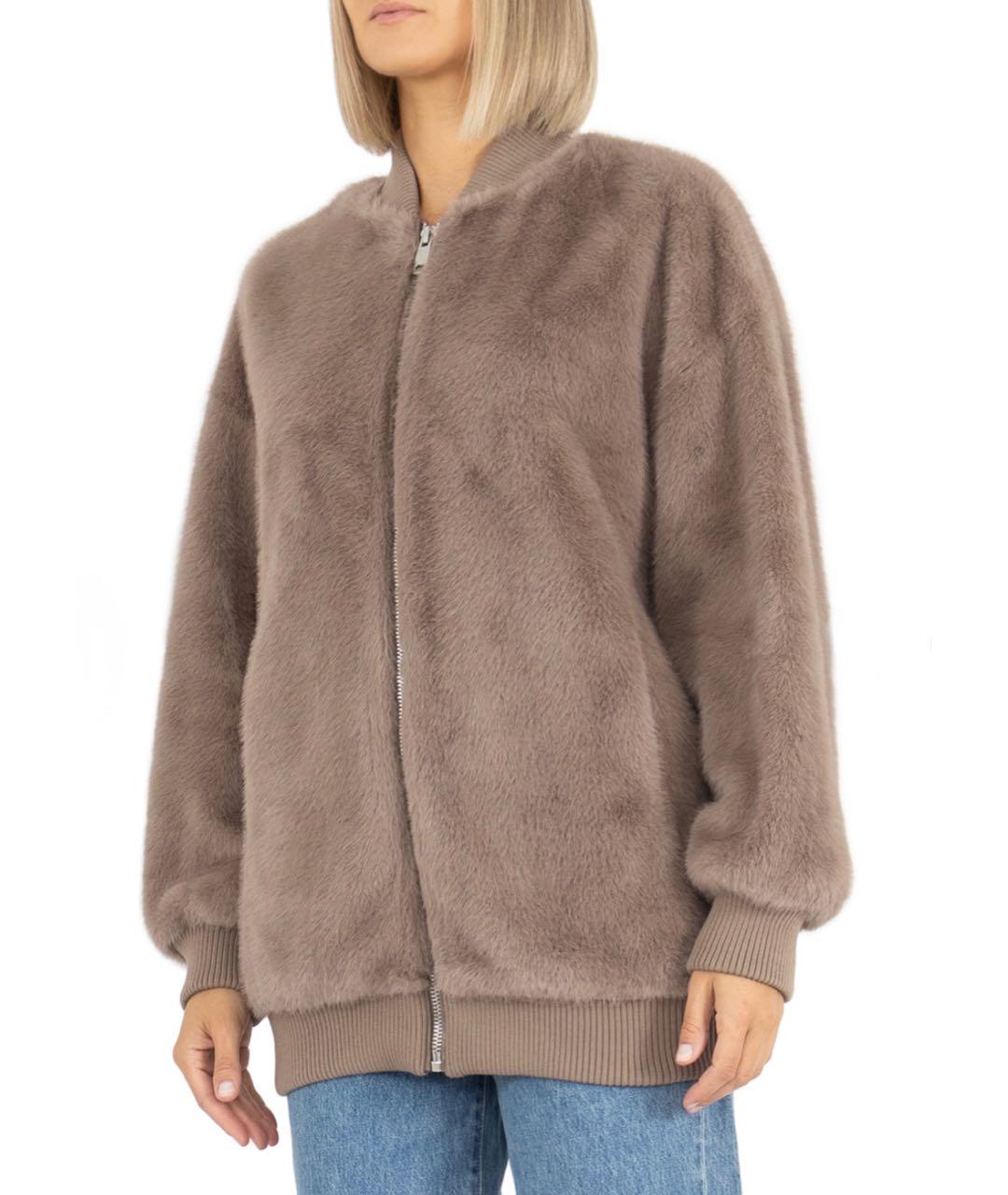 P.A.R.O.S.H. Бежевая полиэстеровая шуба, фото 3