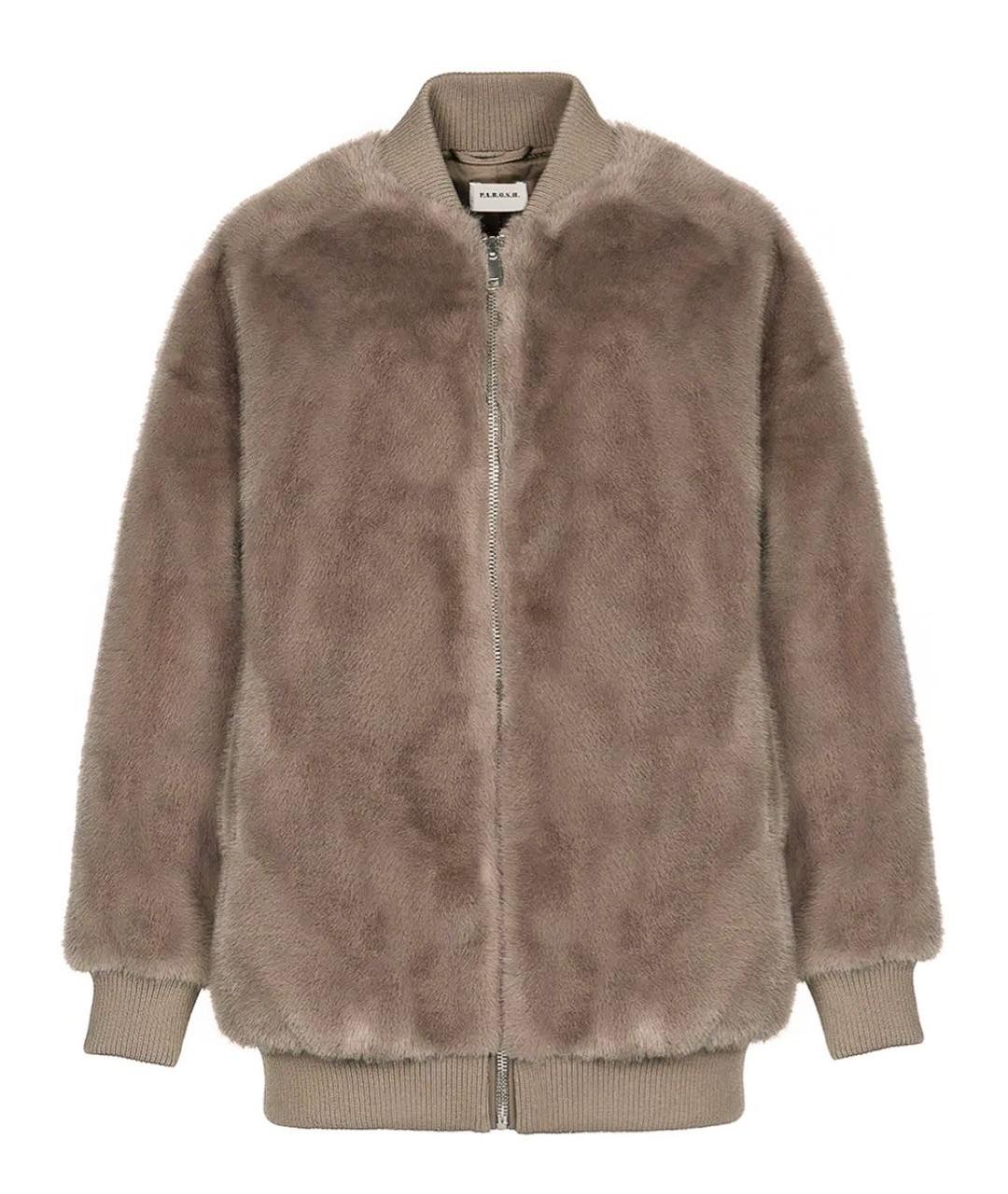 P.A.R.O.S.H. Бежевая полиэстеровая шуба, фото 1