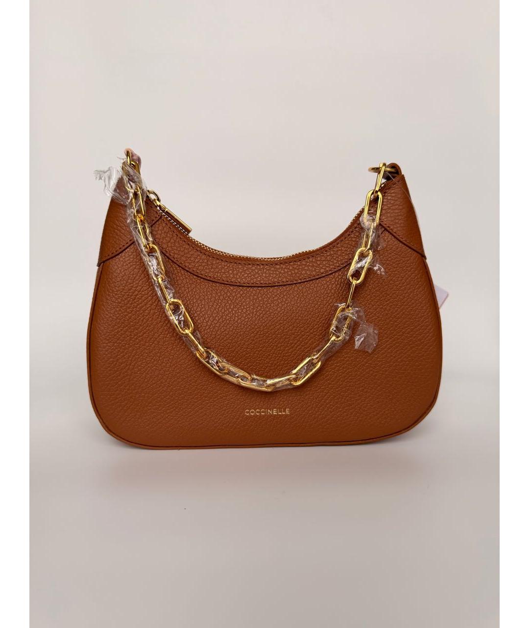 COCCINELLE Коричневая кожаная сумка через плечо, фото 5