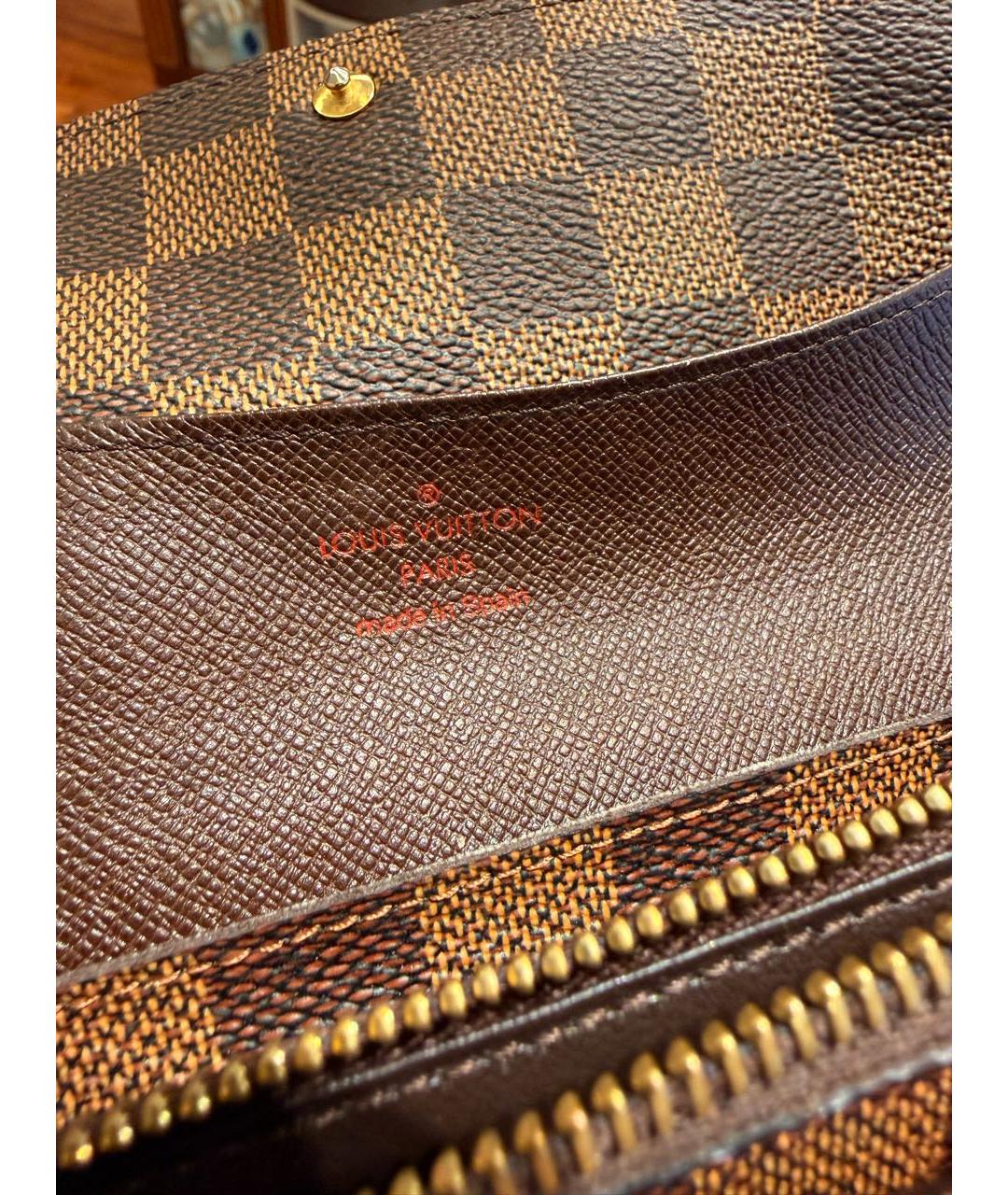 LOUIS VUITTON Коричневый кожаный кошелек, фото 5