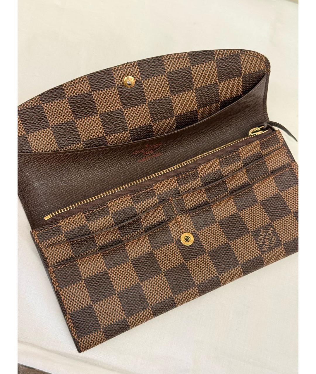 LOUIS VUITTON Коричневый кожаный кошелек, фото 4