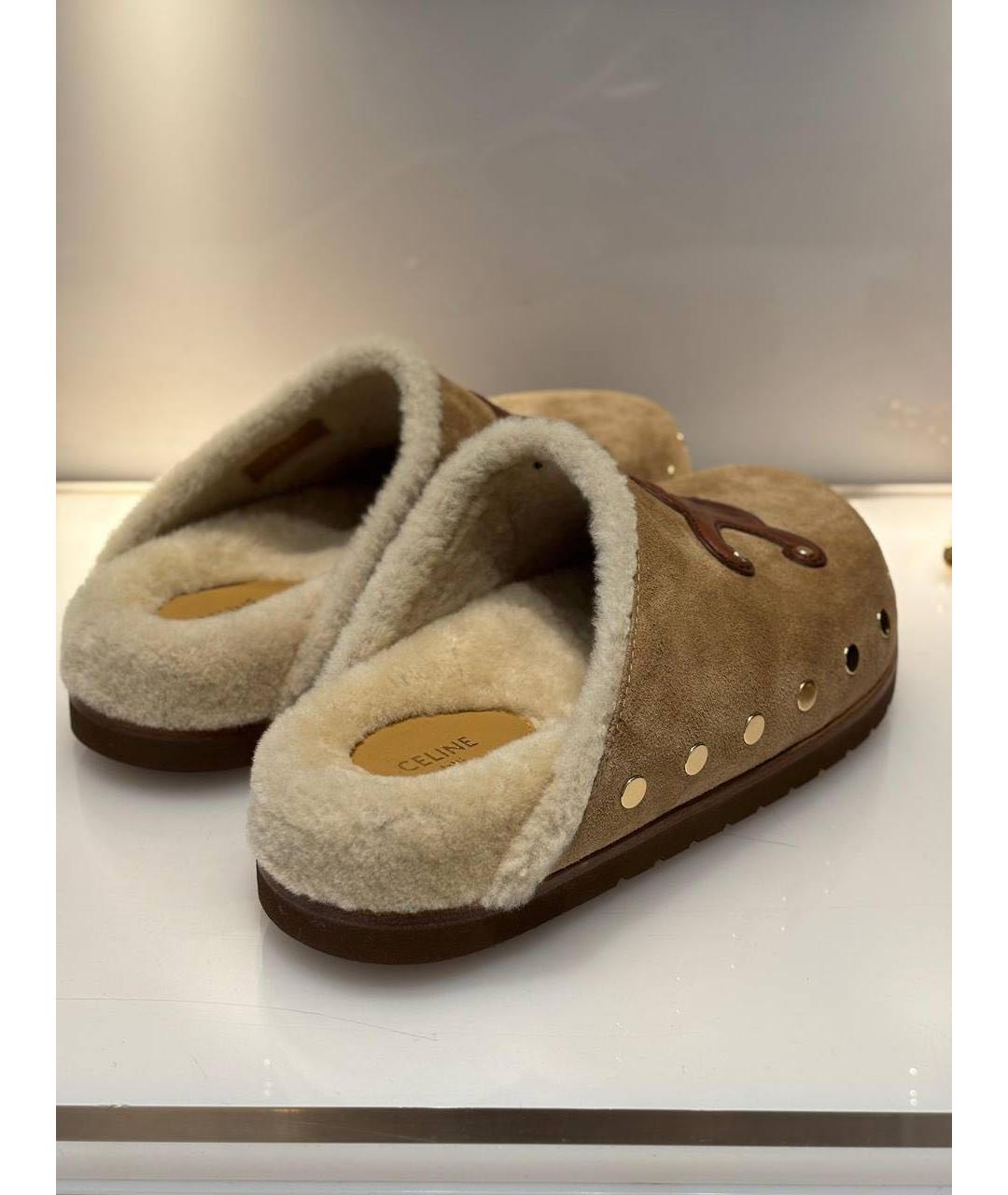 CELINE Бежевые замшевые сабо, фото 5