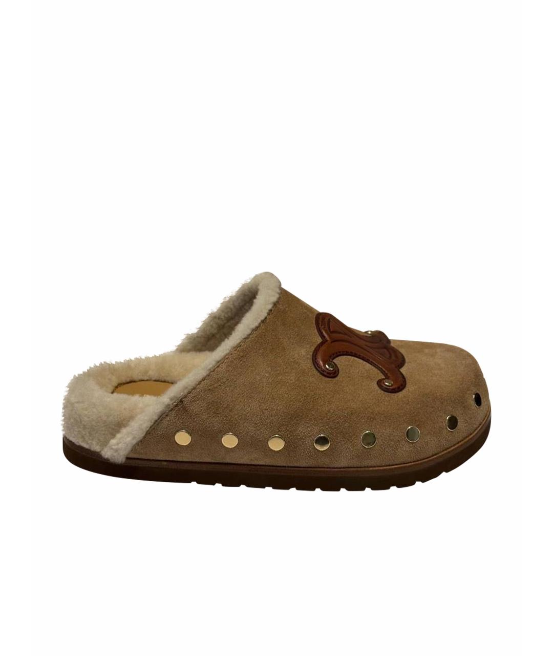 CELINE Бежевые замшевые сабо, фото 1