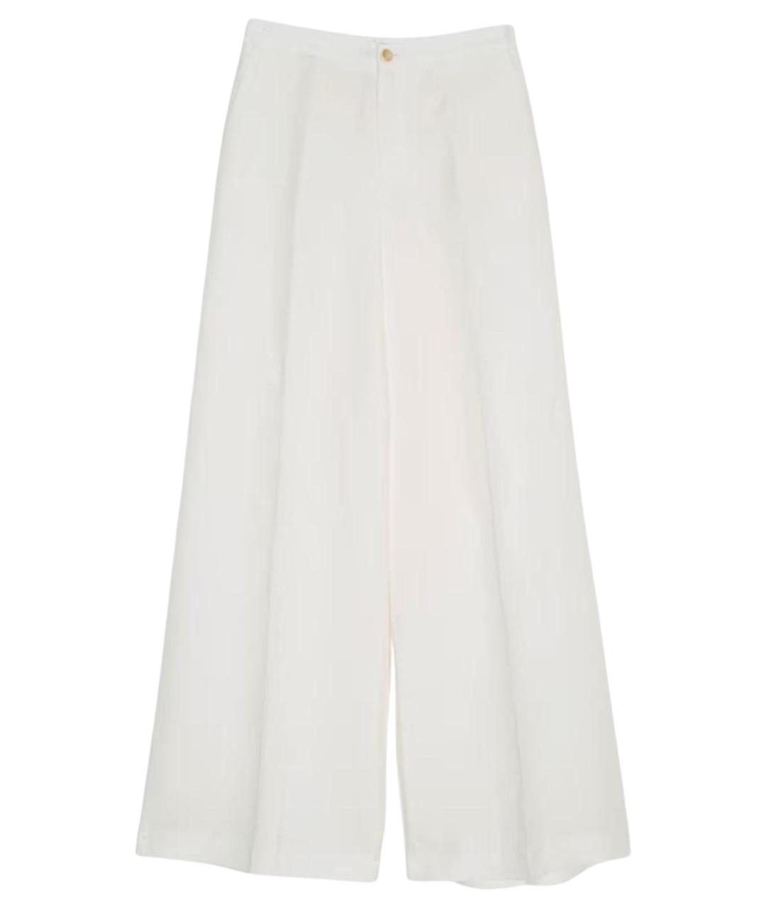 TWIN-SET Белые льняные брюки широкие, фото 1