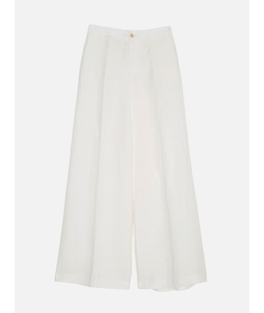 TWIN-SET Белые льняные брюки широкие, фото 6