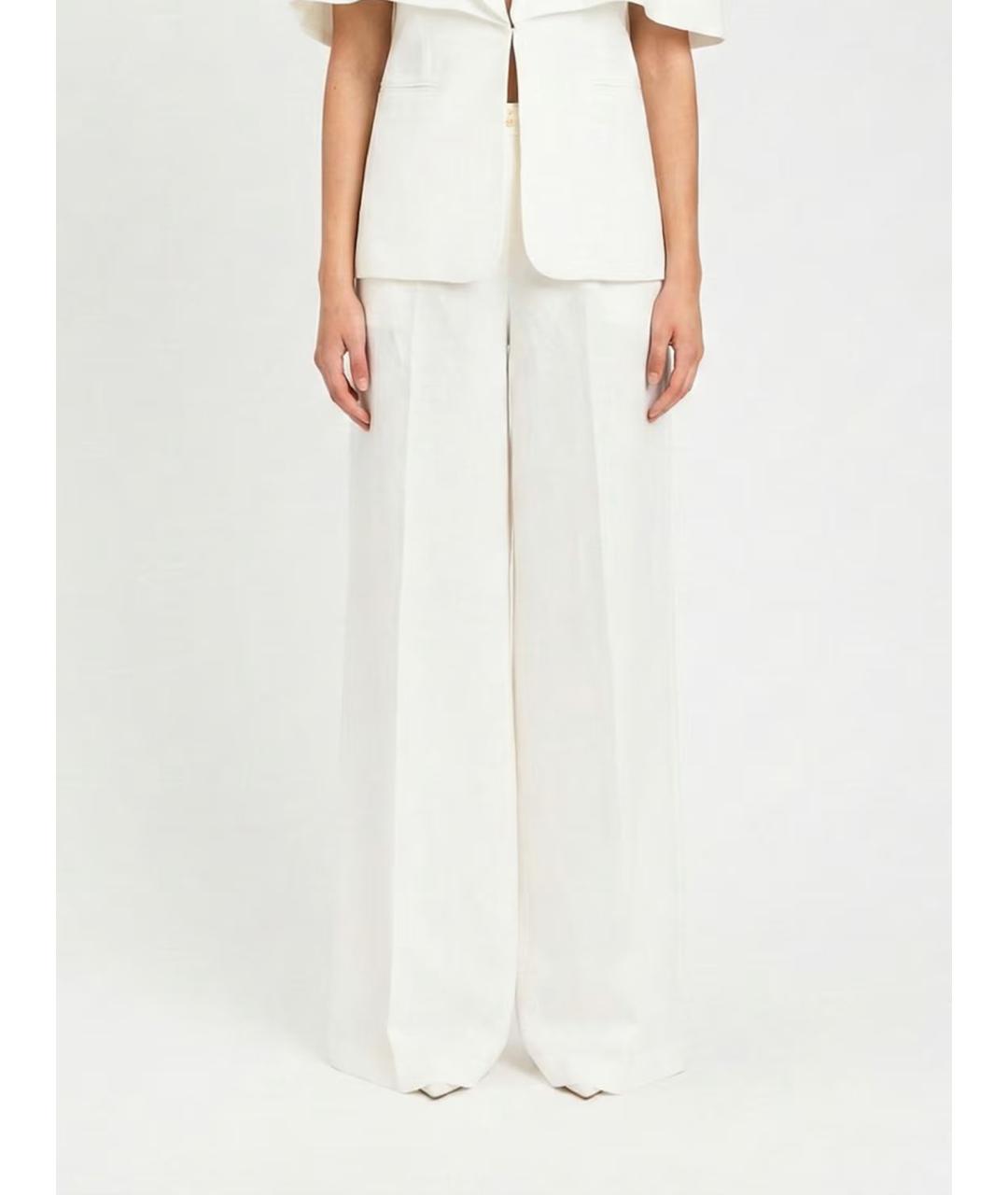 TWIN-SET Белые льняные брюки широкие, фото 3