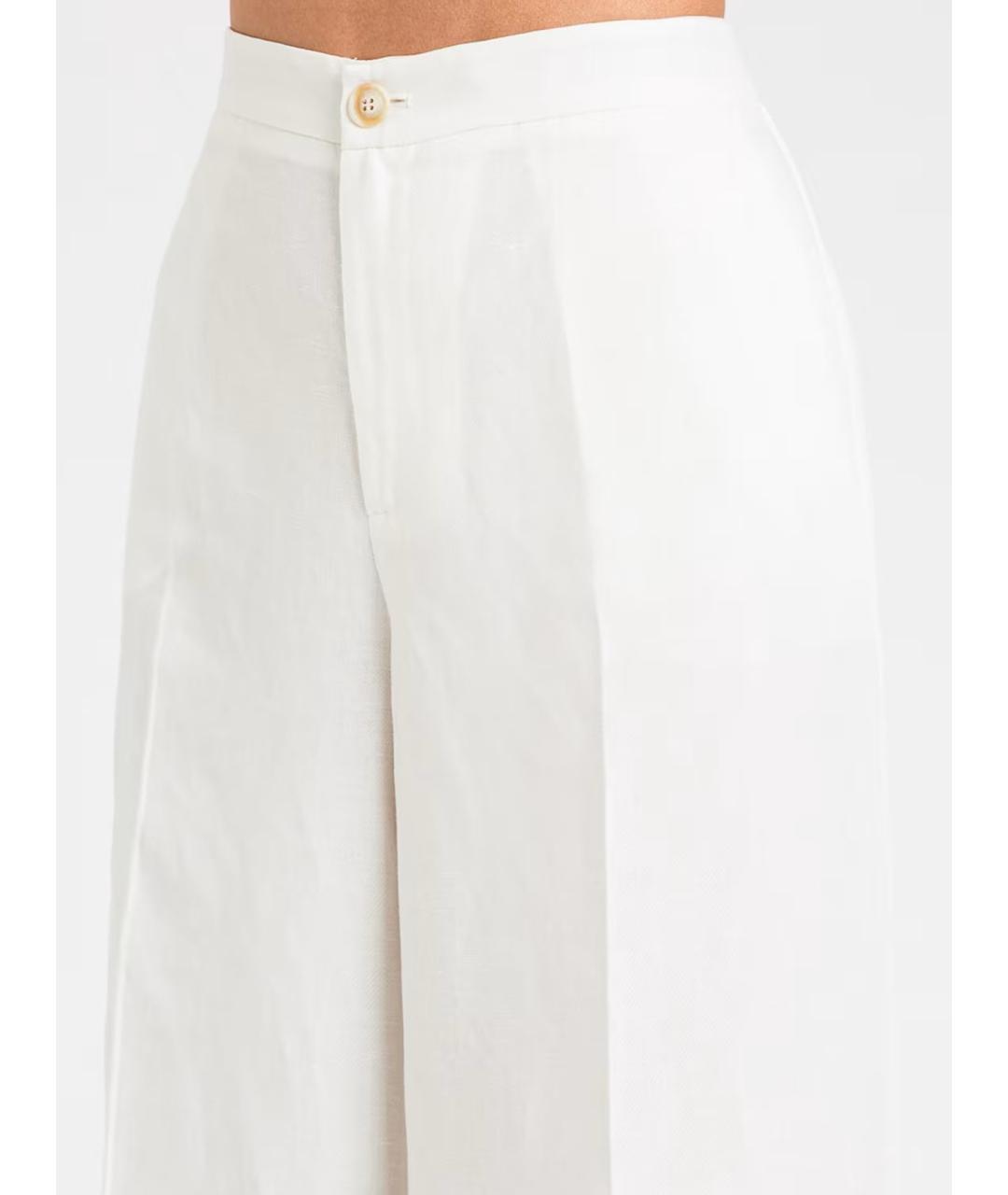 TWIN-SET Белые льняные брюки широкие, фото 5