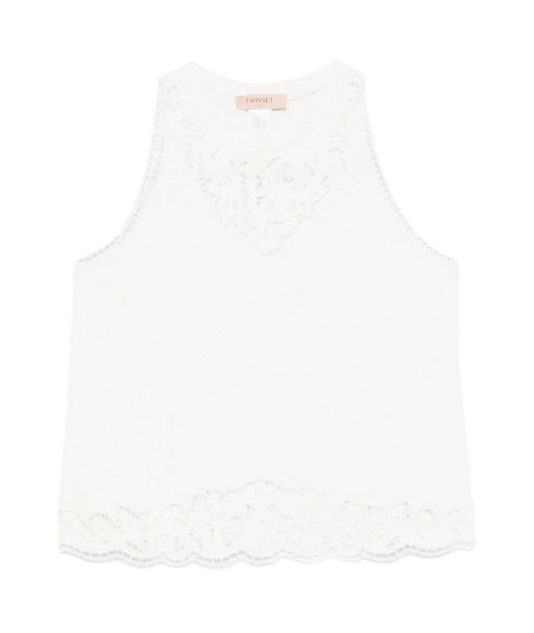 TWIN-SET Белая хлопковая майка, фото 1