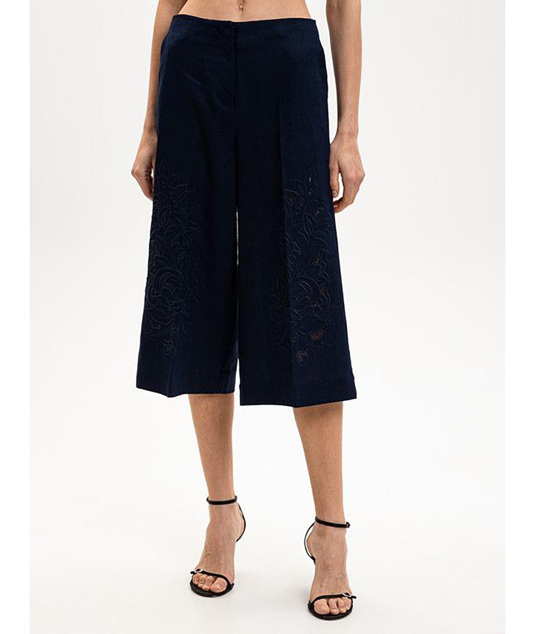 TWIN-SET Синие льняные кюлоты, фото 3