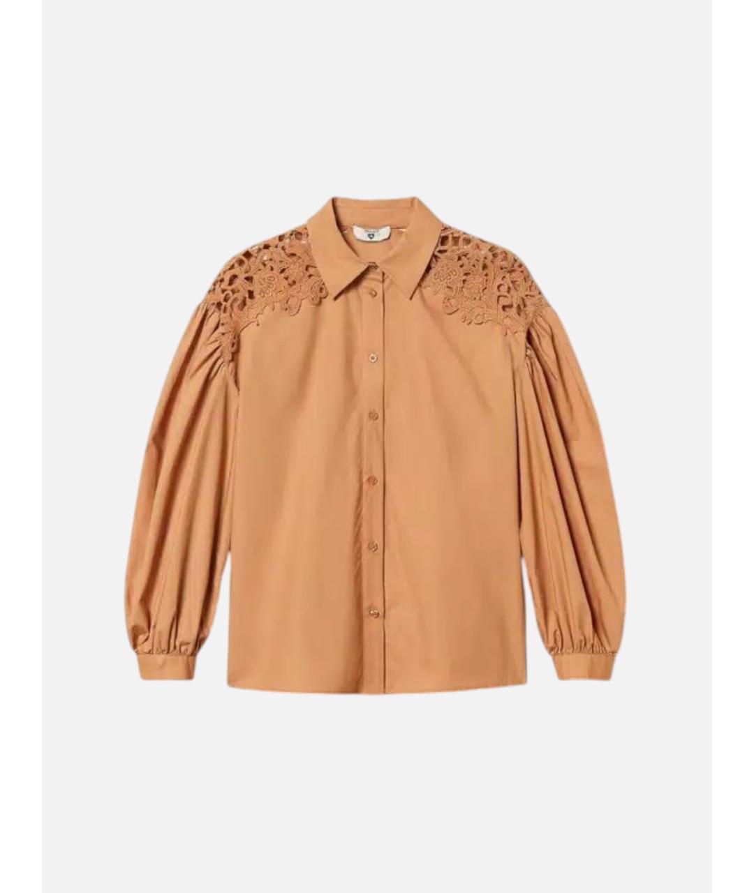 TWIN-SET Коричневая хлопковая рубашка, фото 6