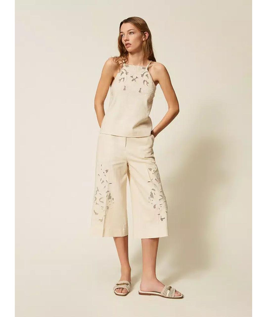 TWIN-SET Бежевые хлопковые кюлоты, фото 2