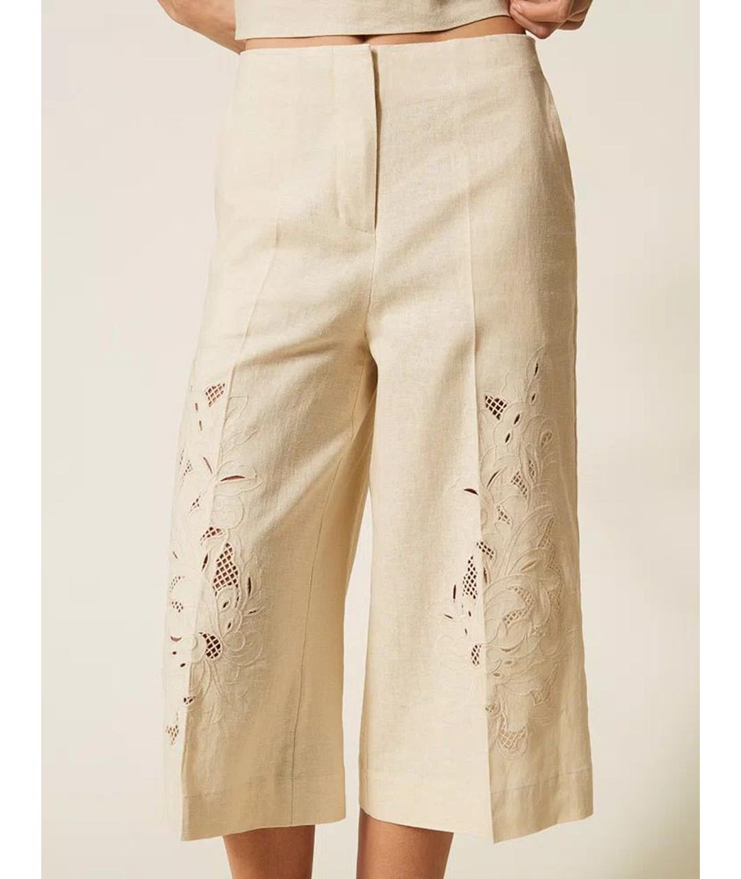 TWIN-SET Бежевые хлопковые кюлоты, фото 5