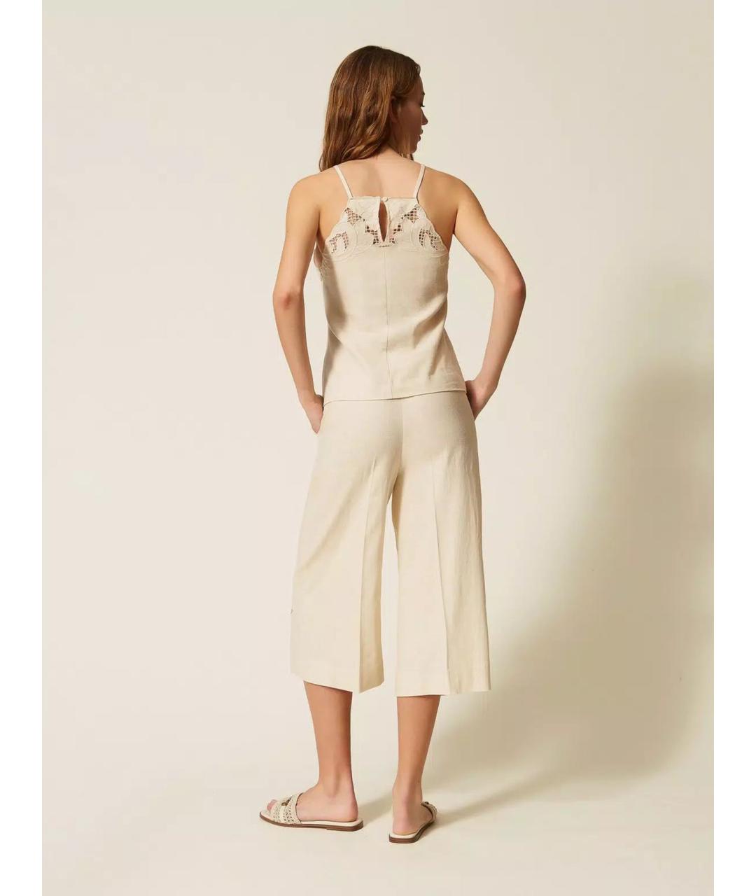 TWIN-SET Бежевые хлопковые кюлоты, фото 4