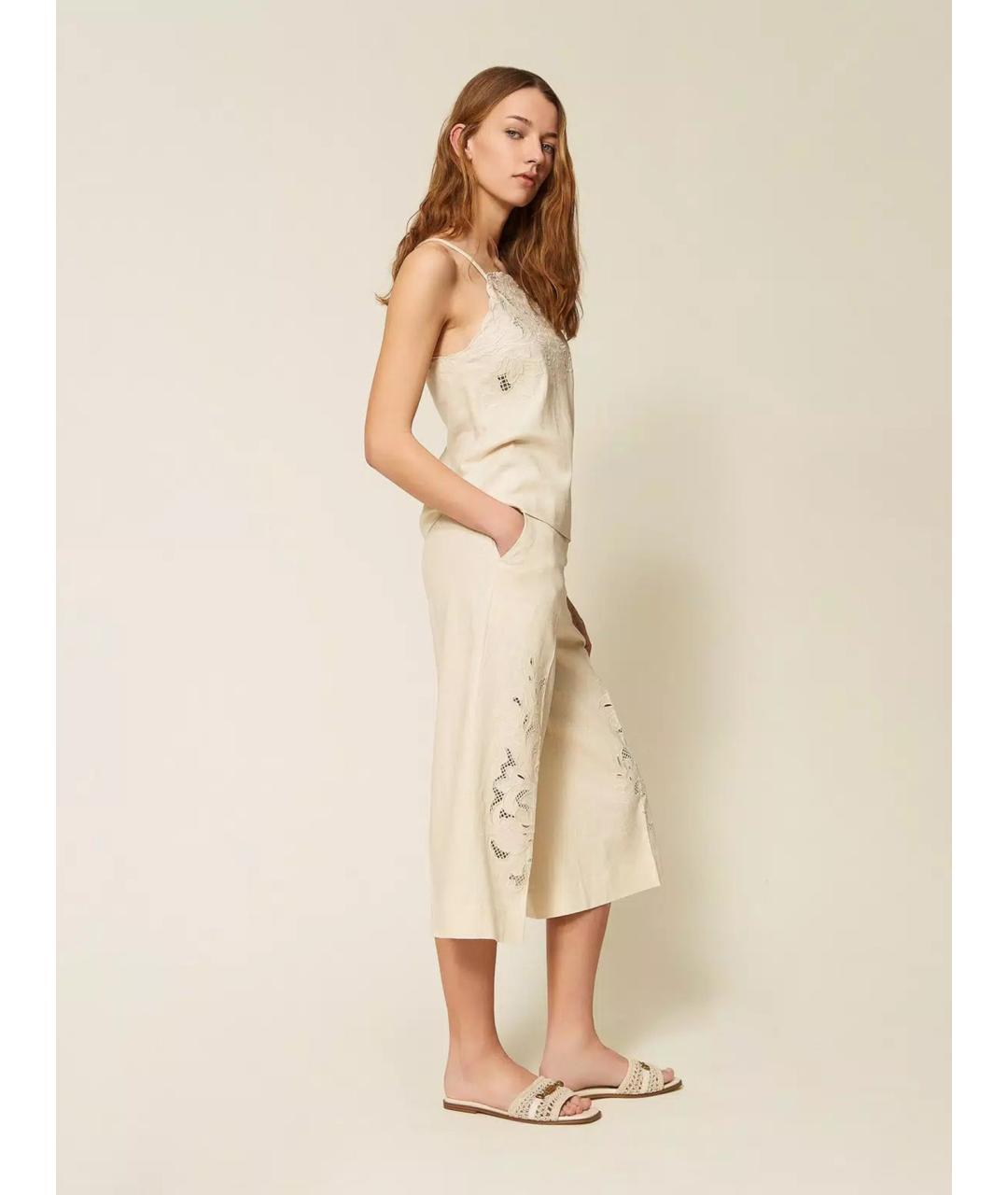 TWIN-SET Бежевые хлопковые кюлоты, фото 3