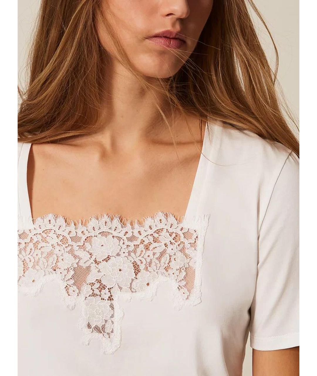 TWIN-SET Белая хлопковая блузы, фото 6