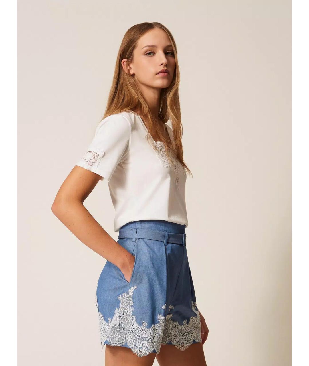 TWIN-SET Белая хлопковая блузы, фото 4