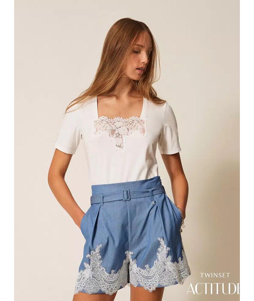 TWIN-SET Белая хлопковая блузы, фото 3