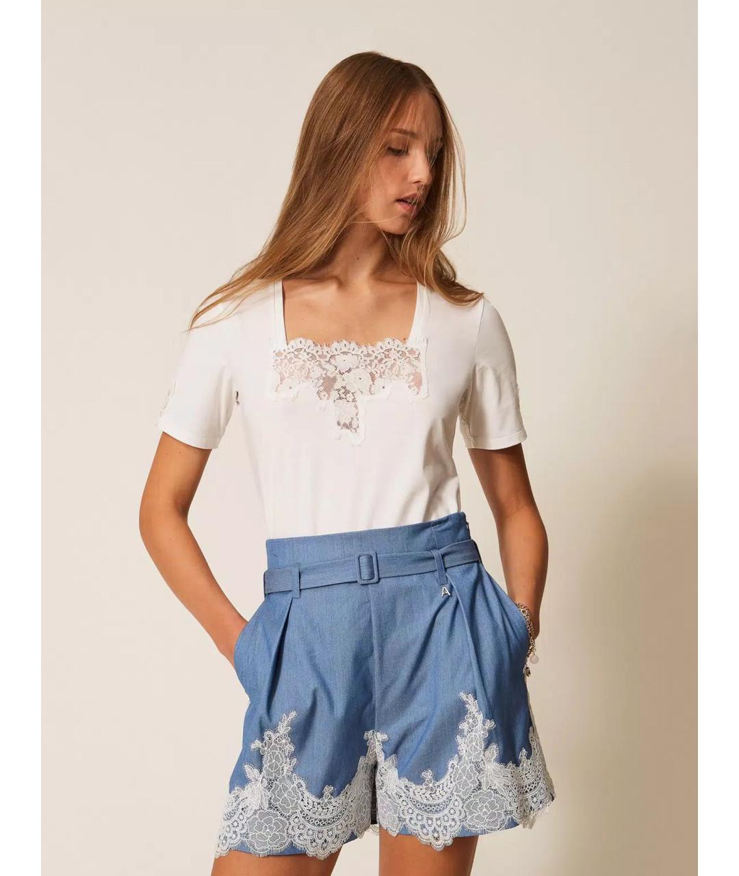 TWIN-SET Белая хлопковая блузы, фото 2