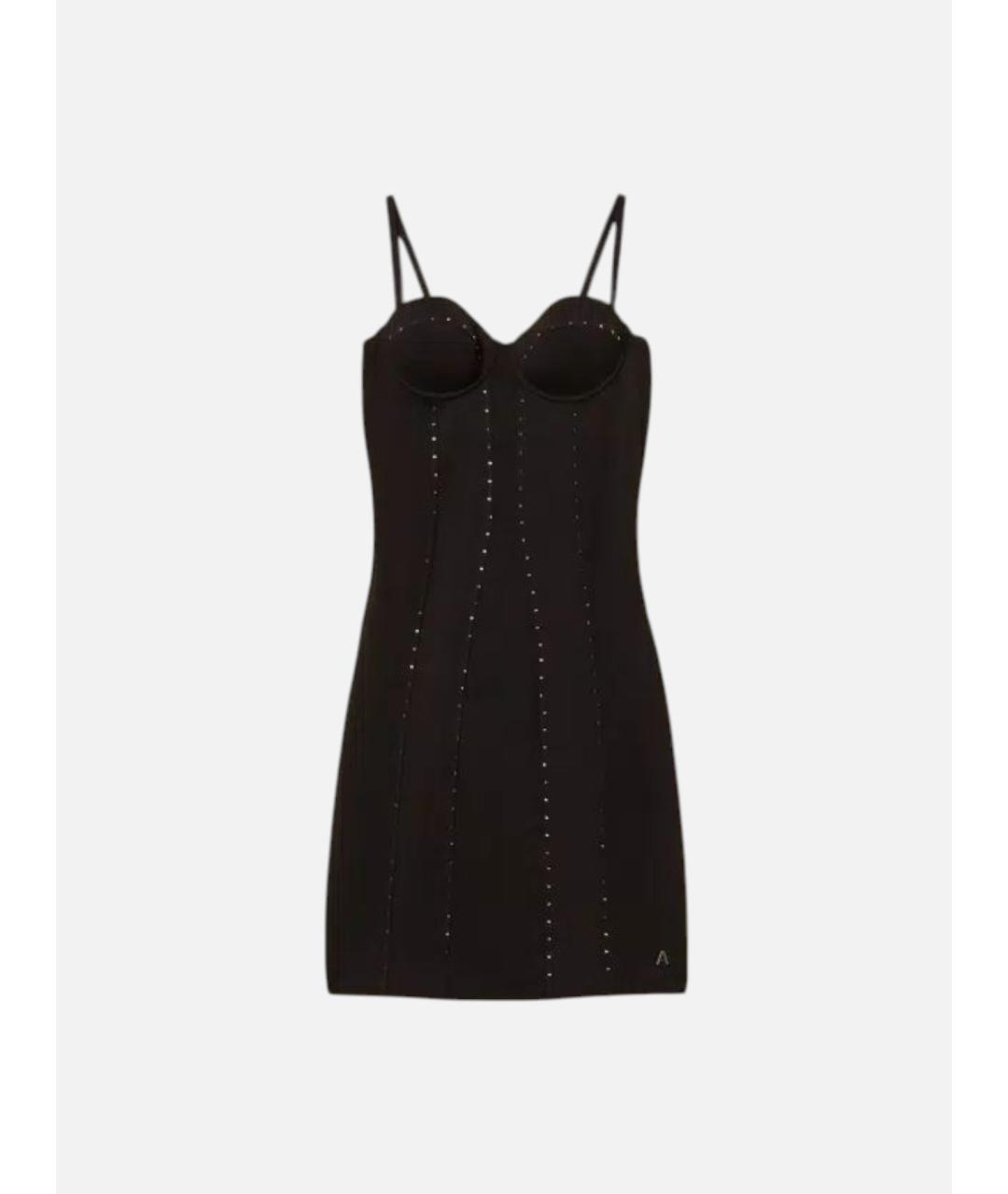 TWIN-SET Черное вискозное коктейльное платье, фото 6