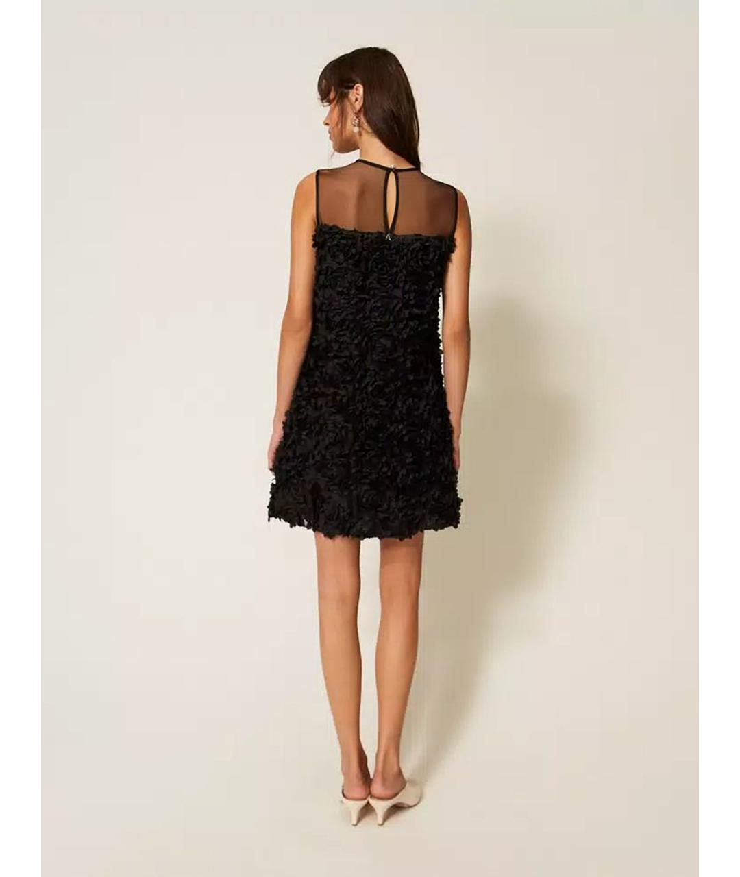 TWIN-SET Черное полиэстеровое коктейльное платье, фото 5