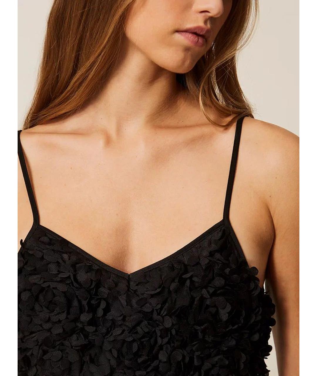 TWIN-SET Черная полиэстеровая майка, фото 6