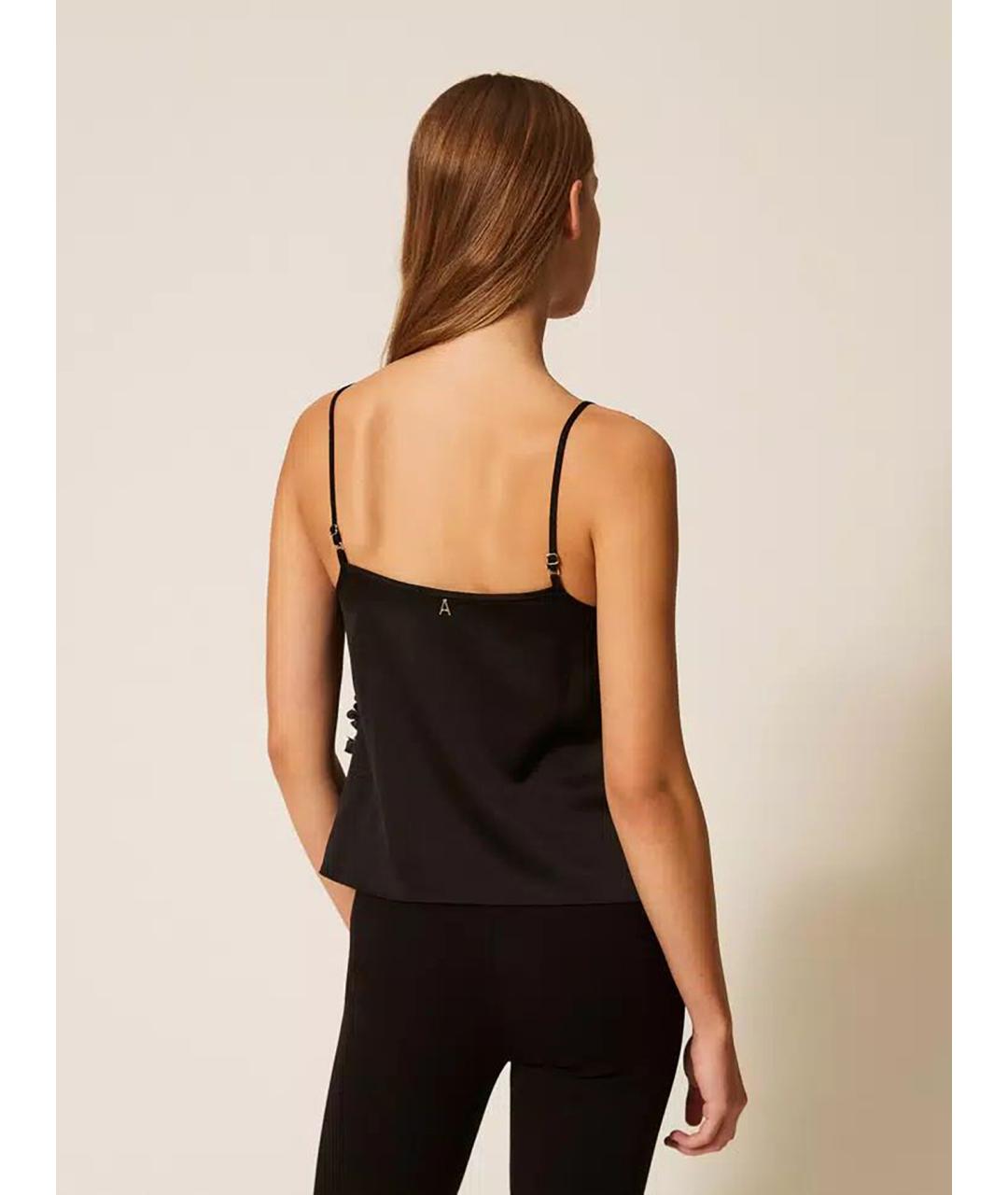 TWIN-SET Черная полиэстеровая майка, фото 5