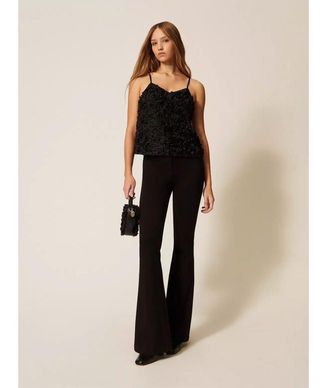 TWIN-SET Черная полиэстеровая майка, фото 2