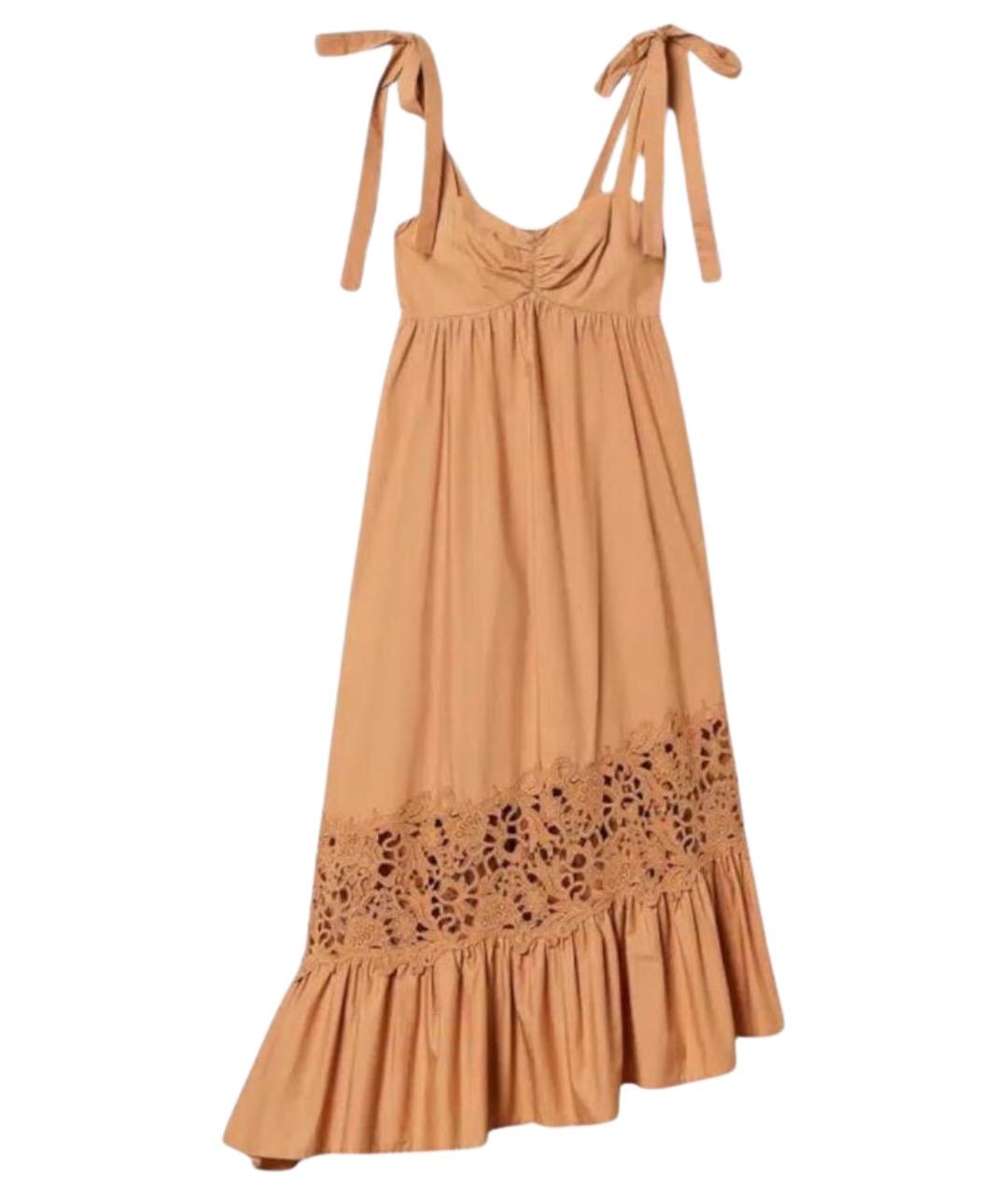 TWIN-SET Коричневое хлопковое повседневное платье, фото 1