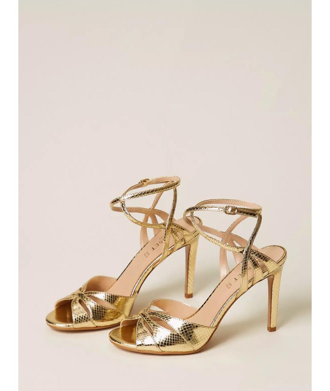 TWIN-SET Золотые кожаные сандалии, фото 2