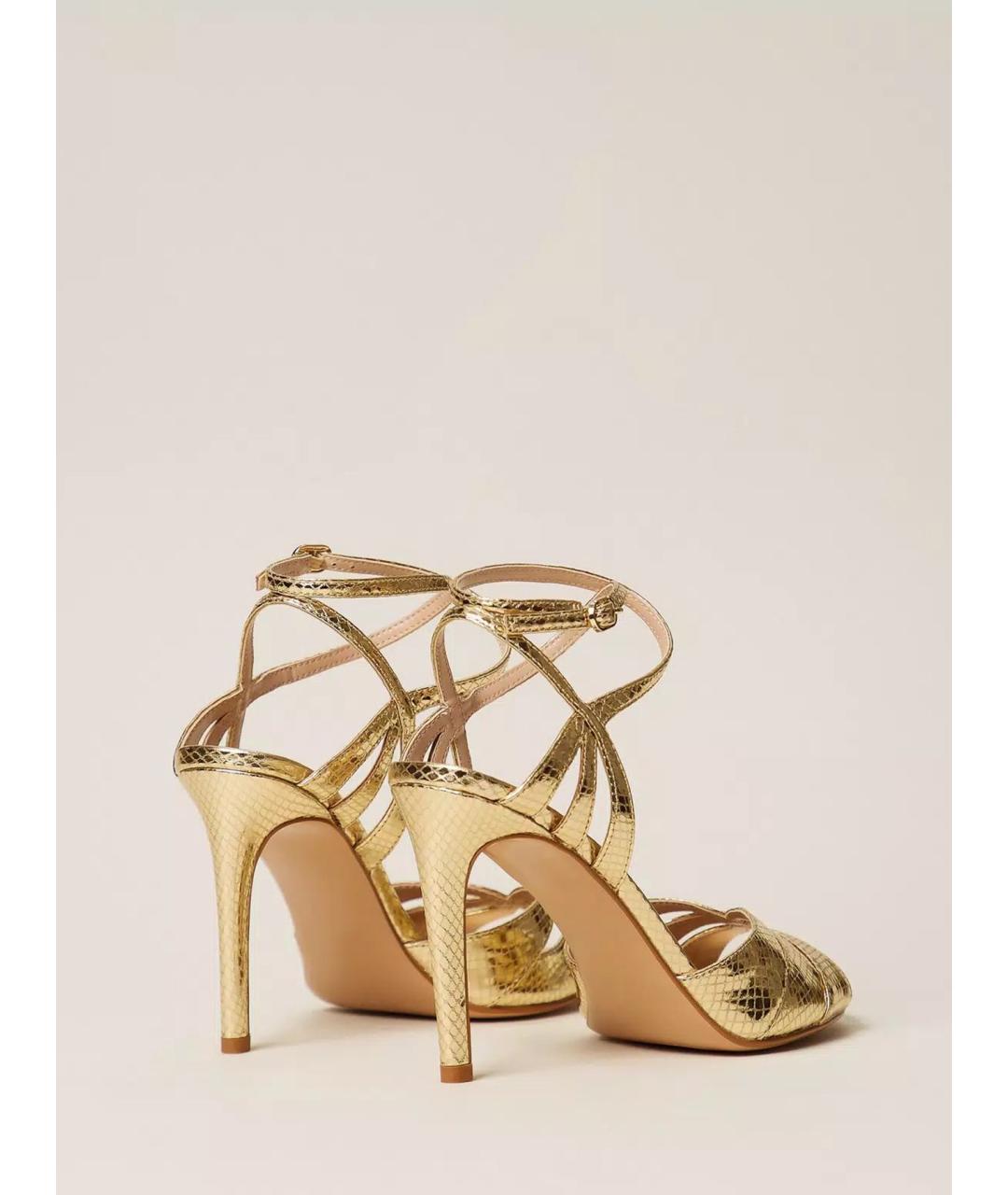 TWIN-SET Золотые кожаные сандалии, фото 4