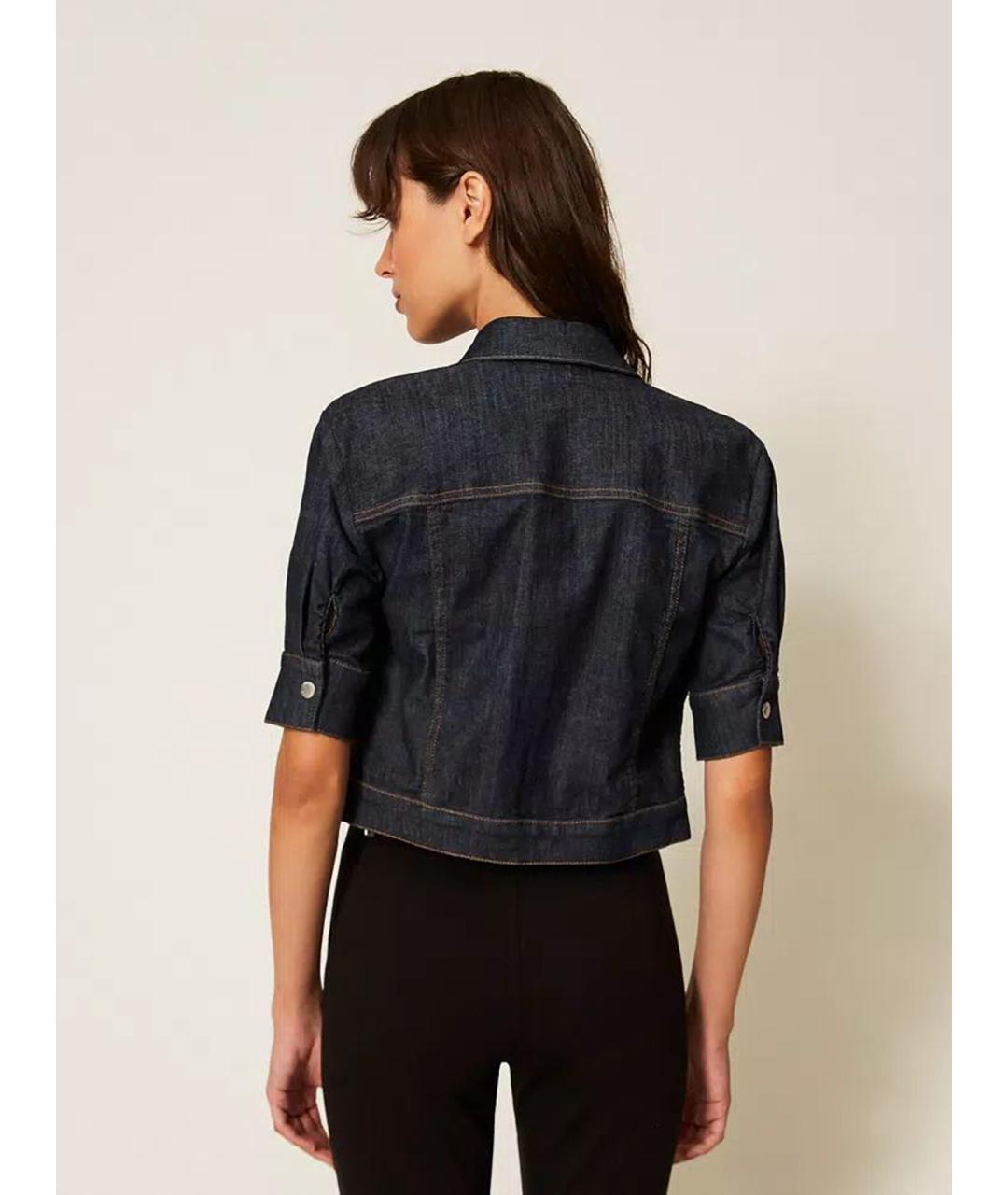 TWIN-SET Темно-синяя хлопковая куртка, фото 4