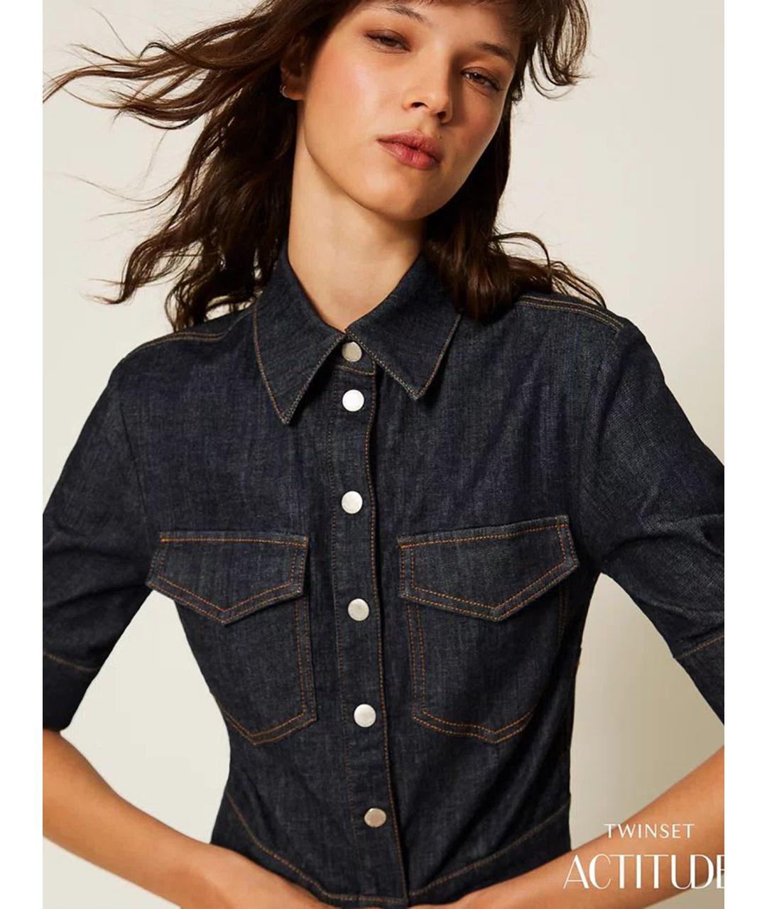 TWIN-SET Темно-синяя хлопковая куртка, фото 5