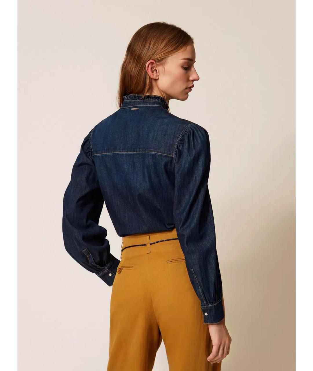 TWIN-SET Синяя хлопковая рубашка, фото 4