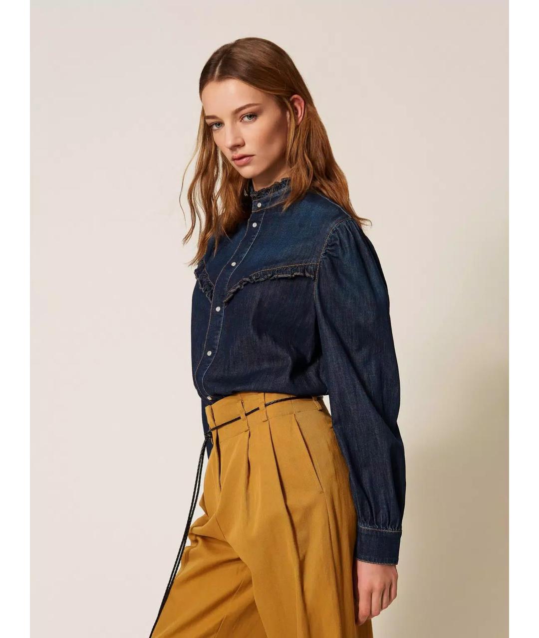 TWIN-SET Синяя хлопковая рубашка, фото 3