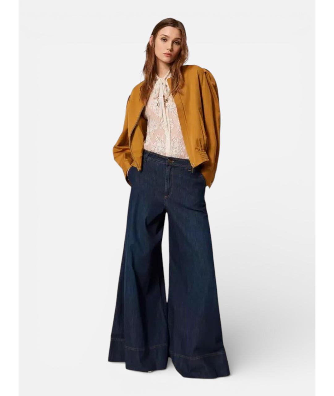 TWIN-SET Темно-синие хлопковые джинсы клеш, фото 2