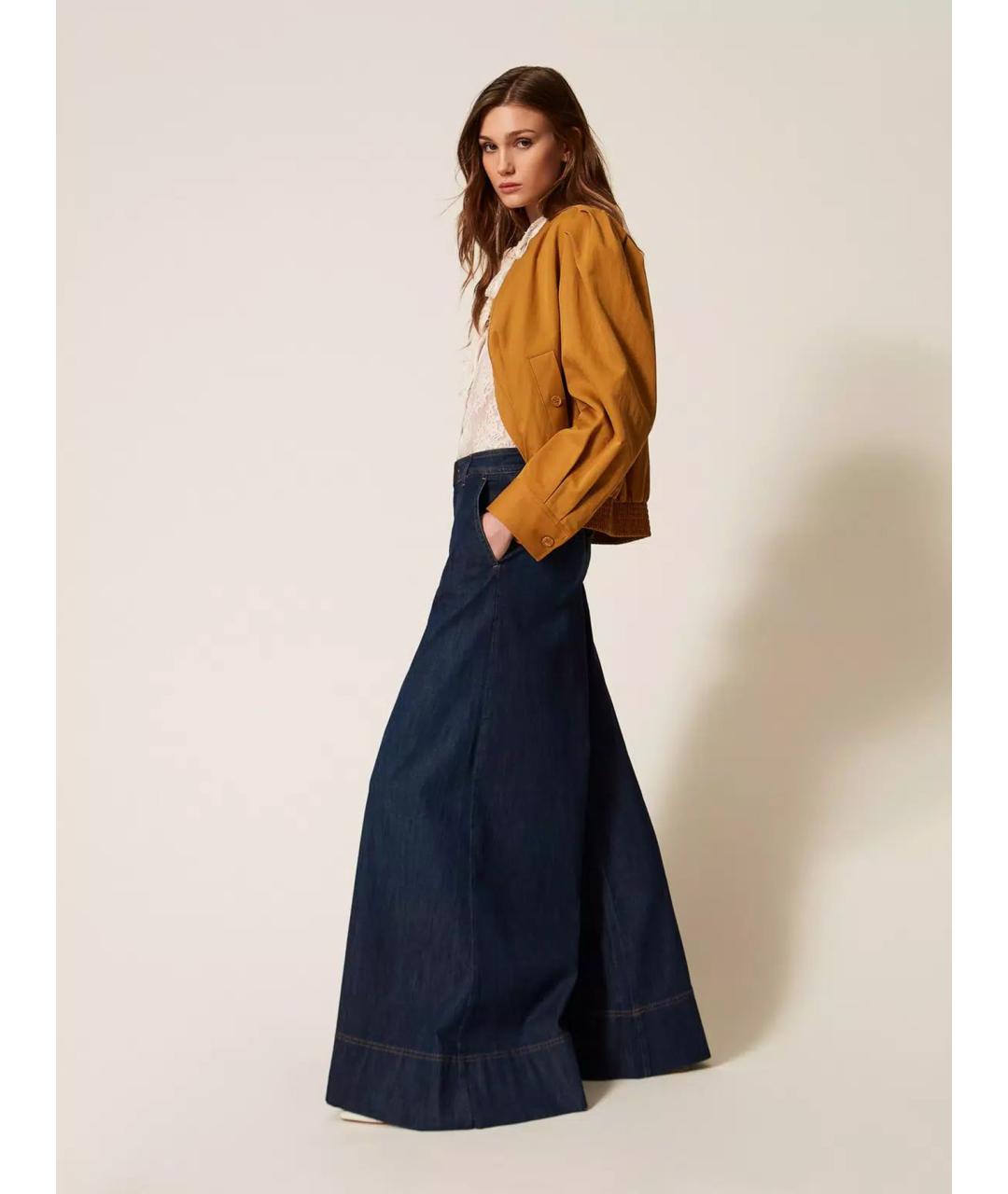 TWIN-SET Темно-синие хлопковые джинсы клеш, фото 4