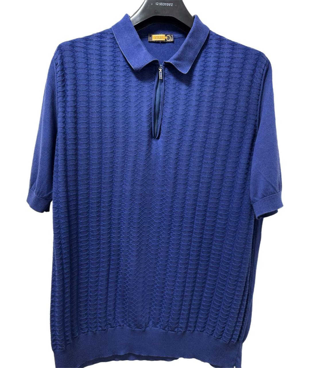 ZILLI Темно-синее поло с коротким рукавом, фото 6