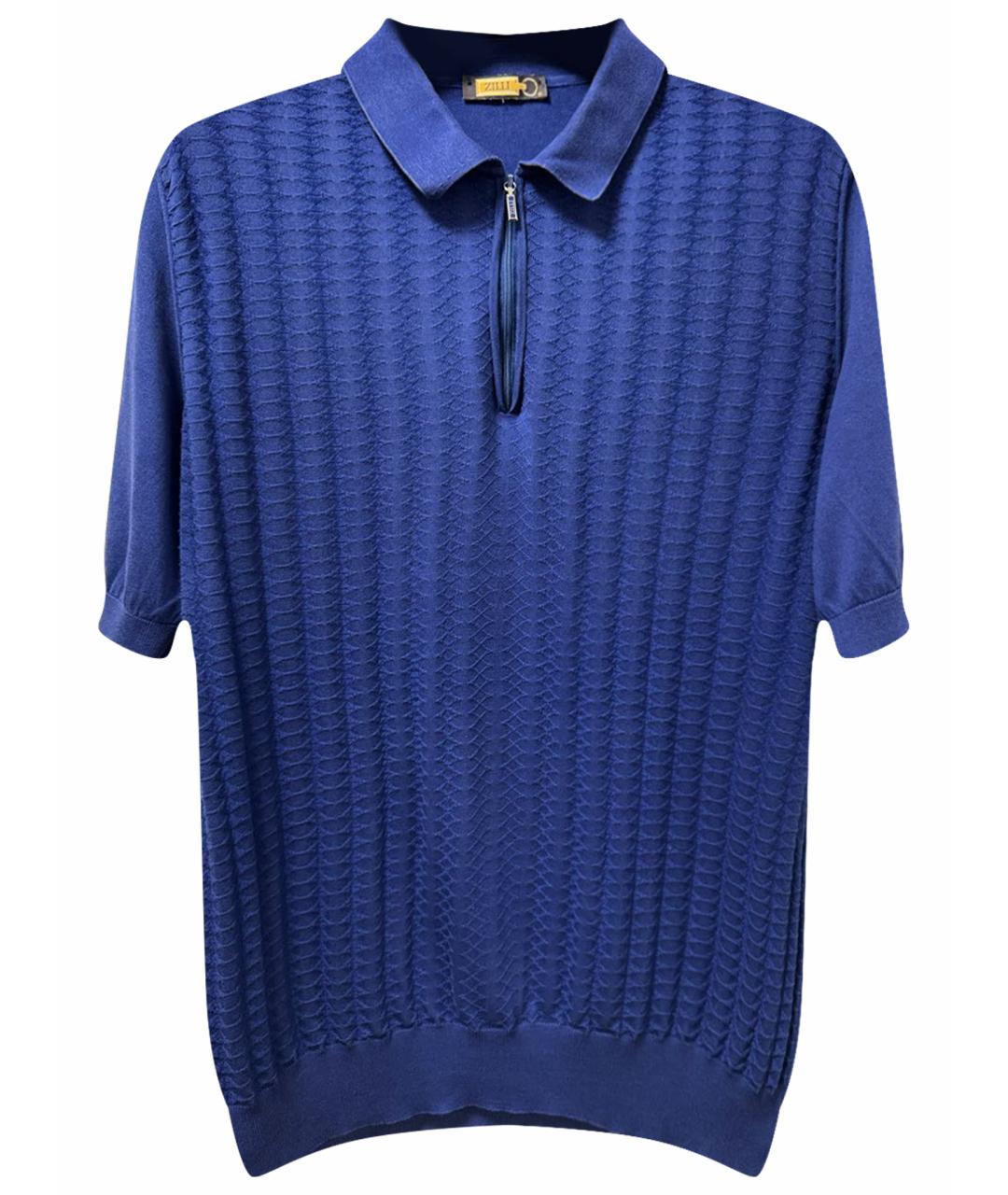 ZILLI Темно-синее поло с коротким рукавом, фото 1